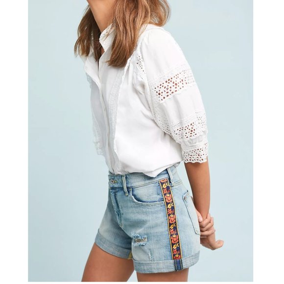 Anthropologie Pants - Pilcro Mid-Rise Slim Boyfriend Denim Shorts Size 25